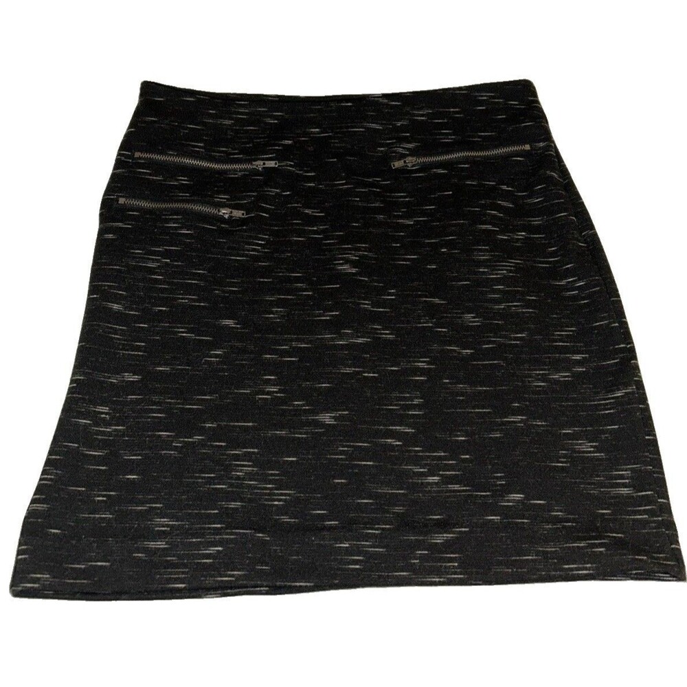 Banana Republic Skirt Sz 6 28 Black White Space Dye Stretch Knit Zipper Pockets